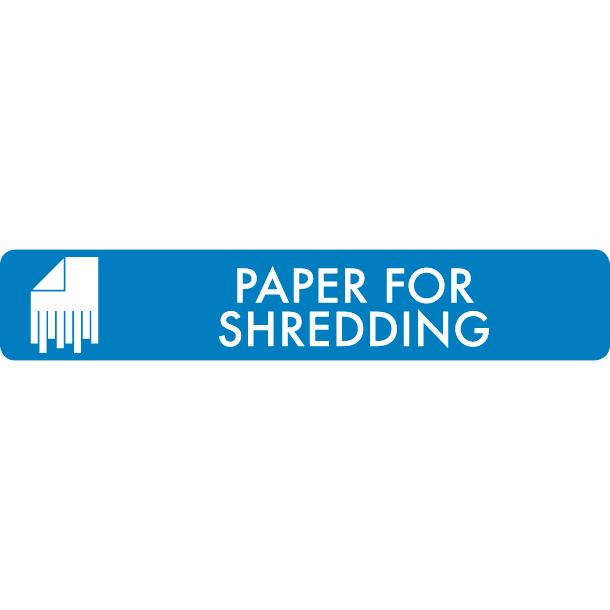 Piktogram Paper for shredding 16x3 cm Selvklebende Blå