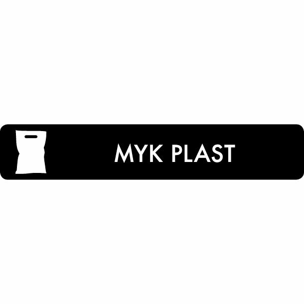Piktogram Myk plast 16x3 cm Selvklebende Svart