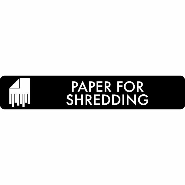 Piktogram Paper for shredding 16x3 cm Selvklebende Svart